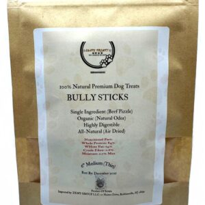 ELITE TREAT Natural Odor Bully Sticks for Dogs，Healthy Long Lasting Pizzle Chews (6 Inch, 24 Pack)，All Natural，Free Range 100% Grass-Fed Beef，Grain-Free (Medium/Thin)