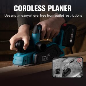 Seesii Cordless Hand Planer with 5.0Ah Battery, Adjustable 1/8-Inch Depth, Brushless Motor – Powerful Electric Hand Planer for Wood