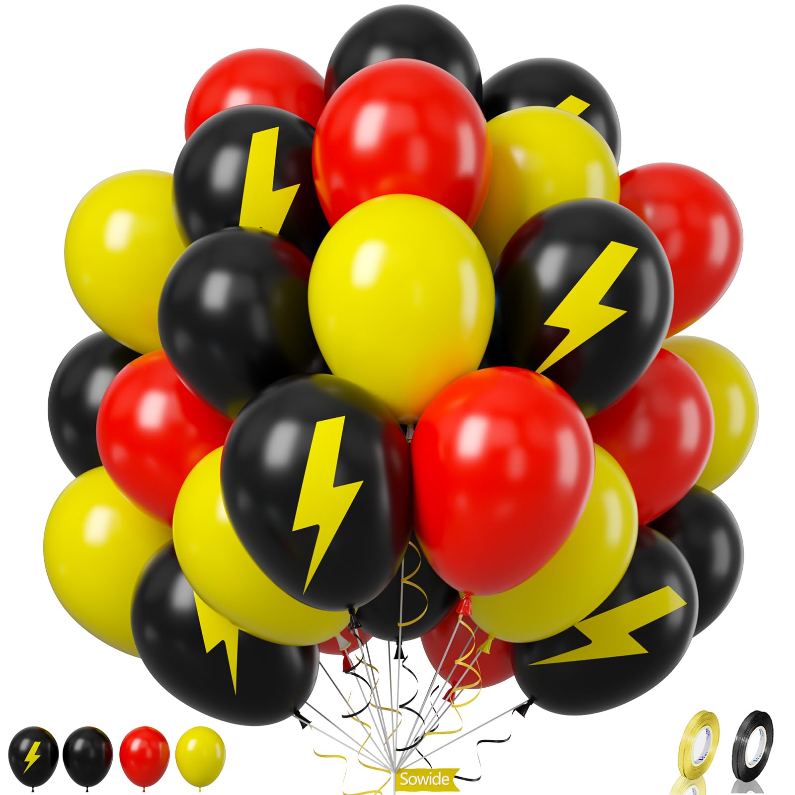 Red Black Yellow Balloon, 60 Pcs 12 Inches Cartoon Game Balloons for Kids Cartoon Theme Party Decorations Birthday Balloons Baby Shower Engagement Party Supplies