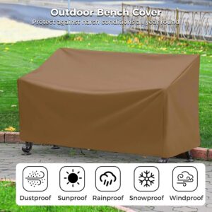 Outdoor Bench Cover, 2-Seater Patio Bench Furniture Covers with Air Vents, All Weather Resistant Bench Cover for Patio Furniture, 53L x 26W x 35H Inches