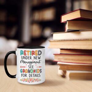 Hyturtle Funny Retirement Mug Gift For Grandma, Retired Under New Management See Grandkids For Details Coffee Mug 11oz, Retirement Gifts, Retired Gifts Mom Nana Women Grandma On Birthday Christmas