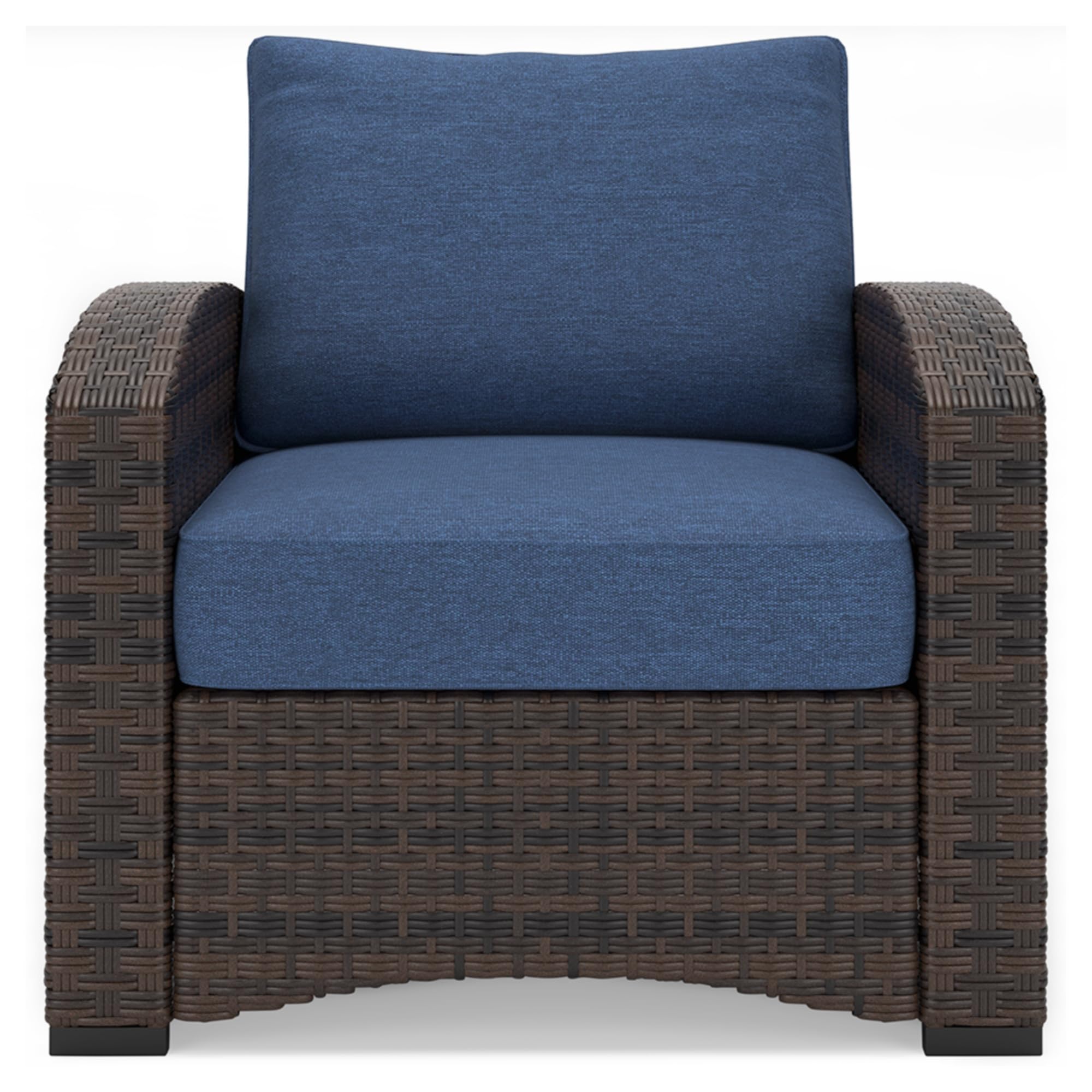 Signature Design by Ashley Windglow Outdoor Lounge Chair with Cushion, 34" W x 31" D x 37" H, Blue & Dark Brown