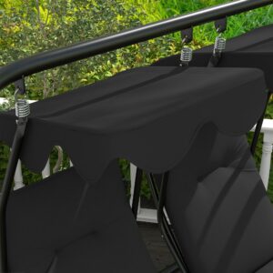 Outsunny 2-Seater Swing Canopy Replacement, Outdoor Swing Sunshade Top Cover (Canopy Only), Black