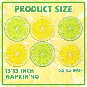 Lemon Paper Napkins,lemon Birthday Party Decoration,40pcs Round Lemon Citrus Napkins For Bridal Shower Summer Fruit Themed Party Supplies