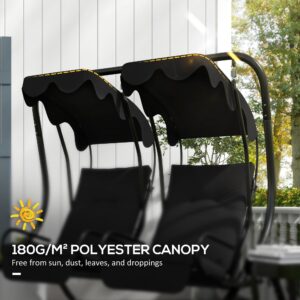 Outsunny 2-Seater Swing Canopy Replacement, Outdoor Swing Sunshade Top Cover (Canopy Only), Black