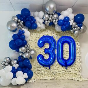 Dark Blue Number 5 Balloons, 5th Birthday Balloon, 40inch Laser Blue 5 Balloon Numbers, Large Self-Inflating Foil Balloon, 5th Birthday Decorations for Kids, 5 Anniversary Decorations