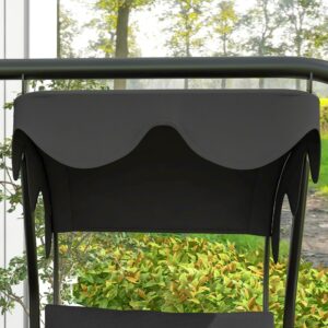 Outsunny 2-Seater Swing Canopy Replacement, Outdoor Swing Sunshade Top Cover (Canopy Only), Black