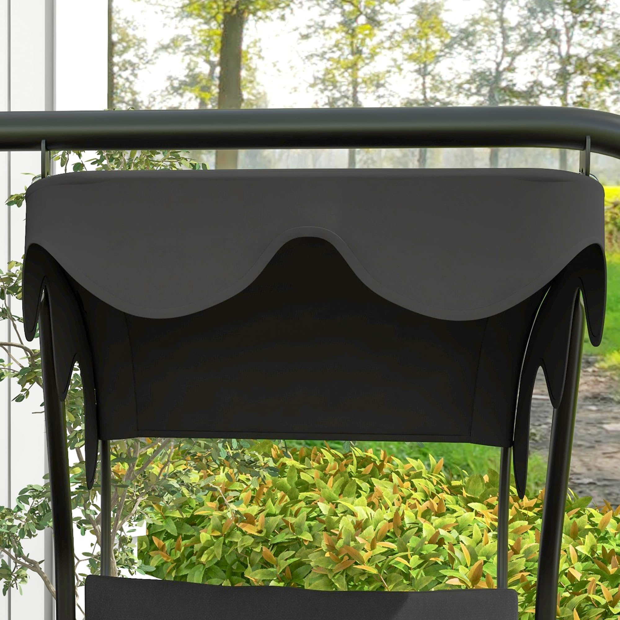 Outsunny 2-Seater Swing Canopy Replacement, Outdoor Swing Sunshade Top Cover (Canopy Only), Black