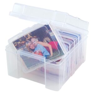 westlake art Photo Keeper Storage Box, 5.25"x8"x7.5", Clear Box for Organizing Photos, Bundle Fabric Measuring Tape, Durable & Transparent, Stackable Picture Containers~ [Pack of 2]