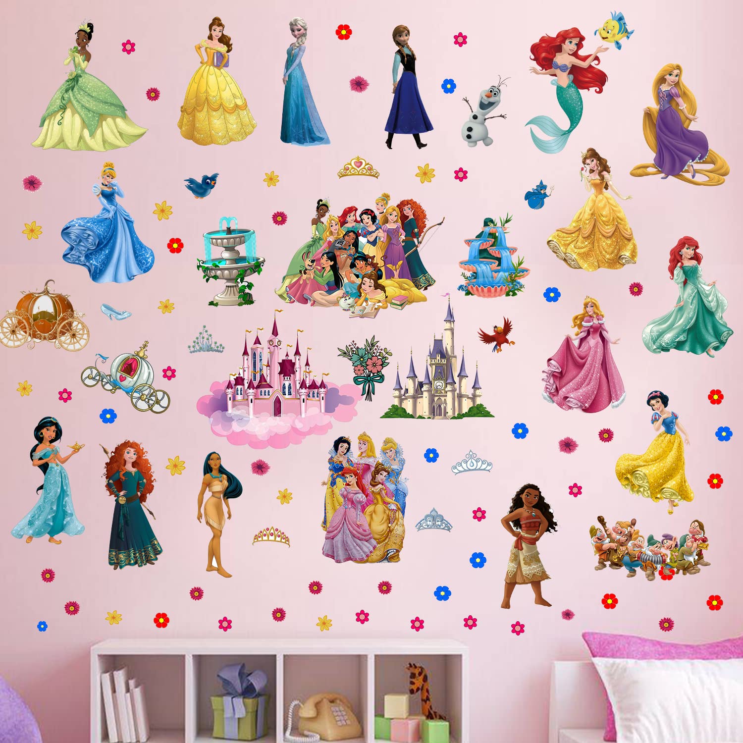 Princess Wall Decals Royal Castle Wall Stickers for Girls Kids Room Baby Nursery Bedroom Wall Decor Wallpaper