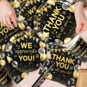 Appreciation Decorations,Black and Gold Thank You Plates And Napkins 142pcs Thank You For All You Do Party Plates Napkin Cups Tablecloth For We Appreciate You Party Supplies