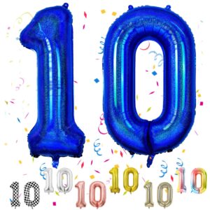 dark blue number 10 balloons, 10th birthday balloon, 40inch laser blue 10 balloon numbers, large self inflating foil balloon, 10th birthday decorations for birthday, 10 anniversary decorations