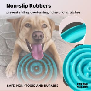 Pawsing N Claws slow feeder dog bowls - Anti-Choking & Non Slip Interactive Dog Feeding Bowls for Dry/Wet Food That Slow Down Eating - Maze Puzzle Design Bowl - Medium Regular (Turquoise)