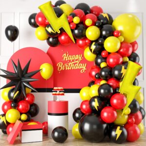 Red Black Yellow Balloon, 60 Pcs 12 Inches Cartoon Game Balloons for Kids Cartoon Theme Party Decorations Birthday Balloons Baby Shower Engagement Party Supplies