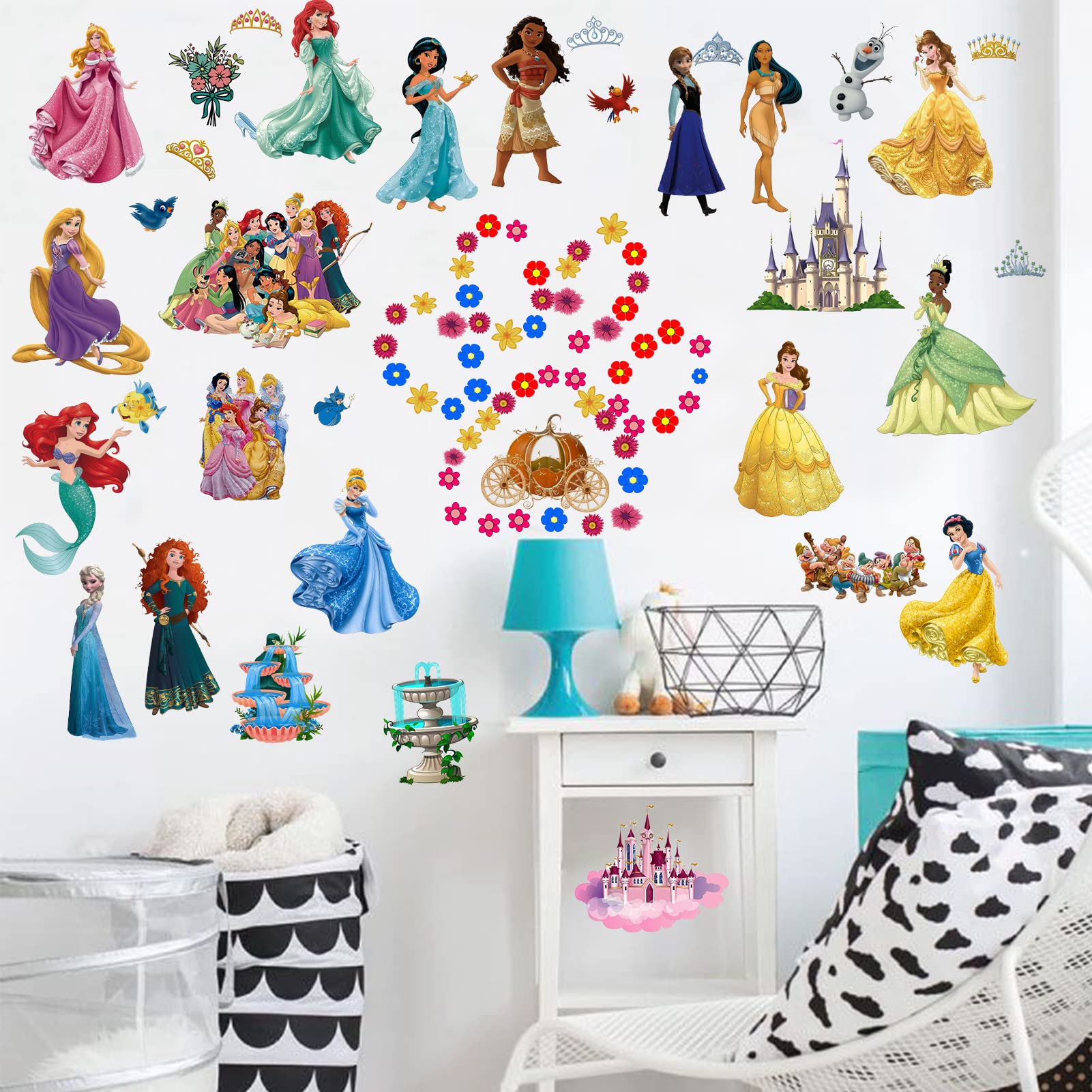 Princess Wall Decals Royal Castle Wall Stickers for Girls Kids Room Baby Nursery Bedroom Wall Decor Wallpaper