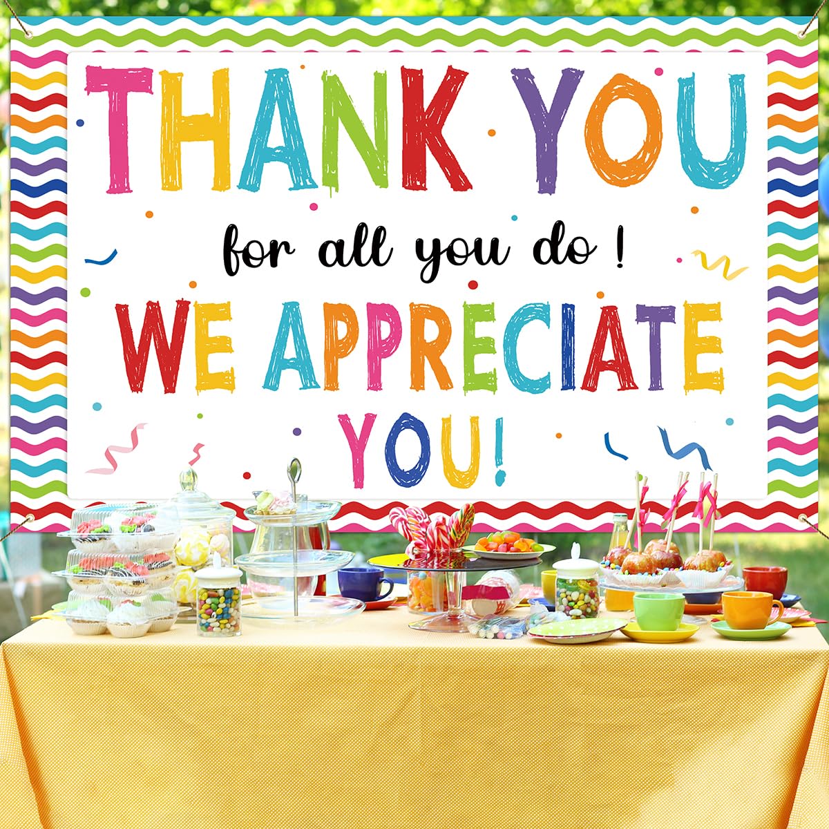 Partydream Thank You for All You Do Backdrop We Appreciate You Banner Decoration Thank You Banner Background Employee Staff Appreciation Gifts Teacher Doctor Graduation Appreciation Party Decor