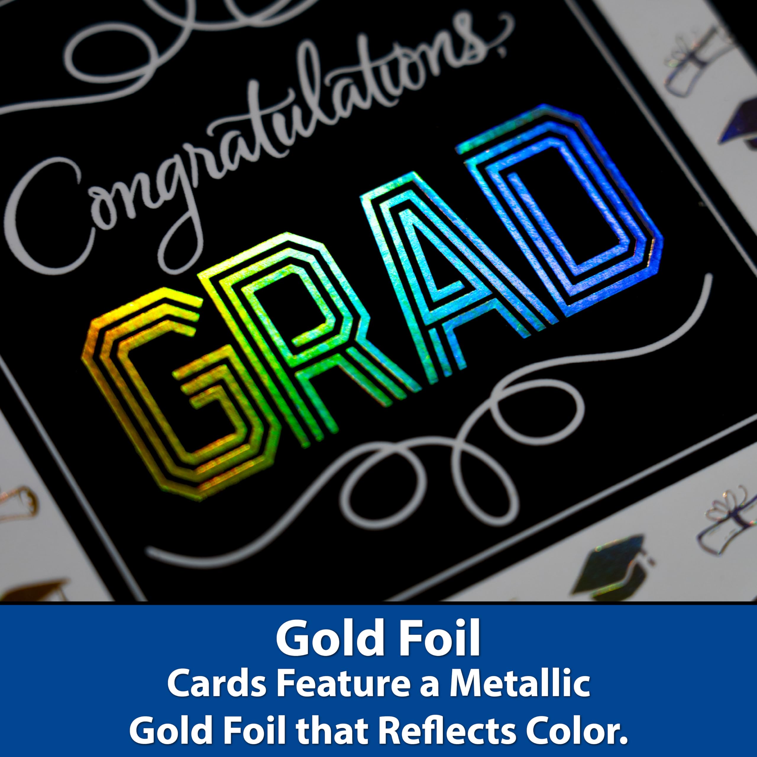 24 Pack Gold Foil 2024 Graduation Cards Bulk with Envelopes & Stickers - Variety of 6 Artist-Rendered Designs - Perfect for College & High School Graduation Gifts and Party Supplies.