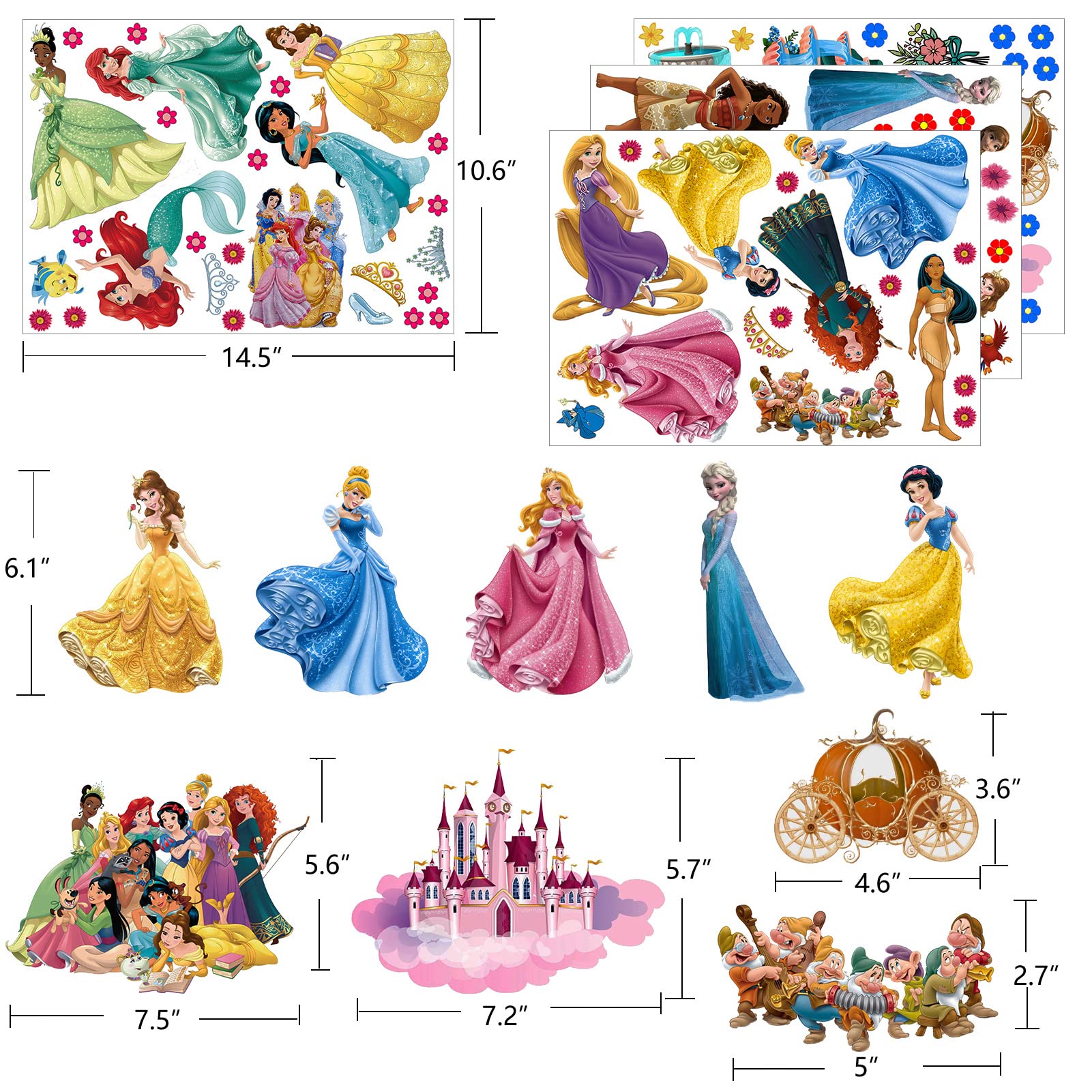 Princess Wall Decals Royal Castle Wall Stickers for Girls Kids Room Baby Nursery Bedroom Wall Decor Wallpaper