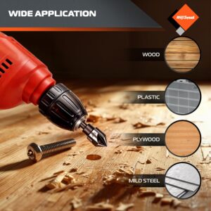 AV Steel Countersink Drill Bit Set, Countersink Bit, HSS4241 Counter Sink, 82 Degree Countersink 1/4'' 3/8'' 1/2'' 5/8'' 3/4'', 5 Flute Pcs for Wood, Plywood, Plastic, Mild Steel with Aluminum Case