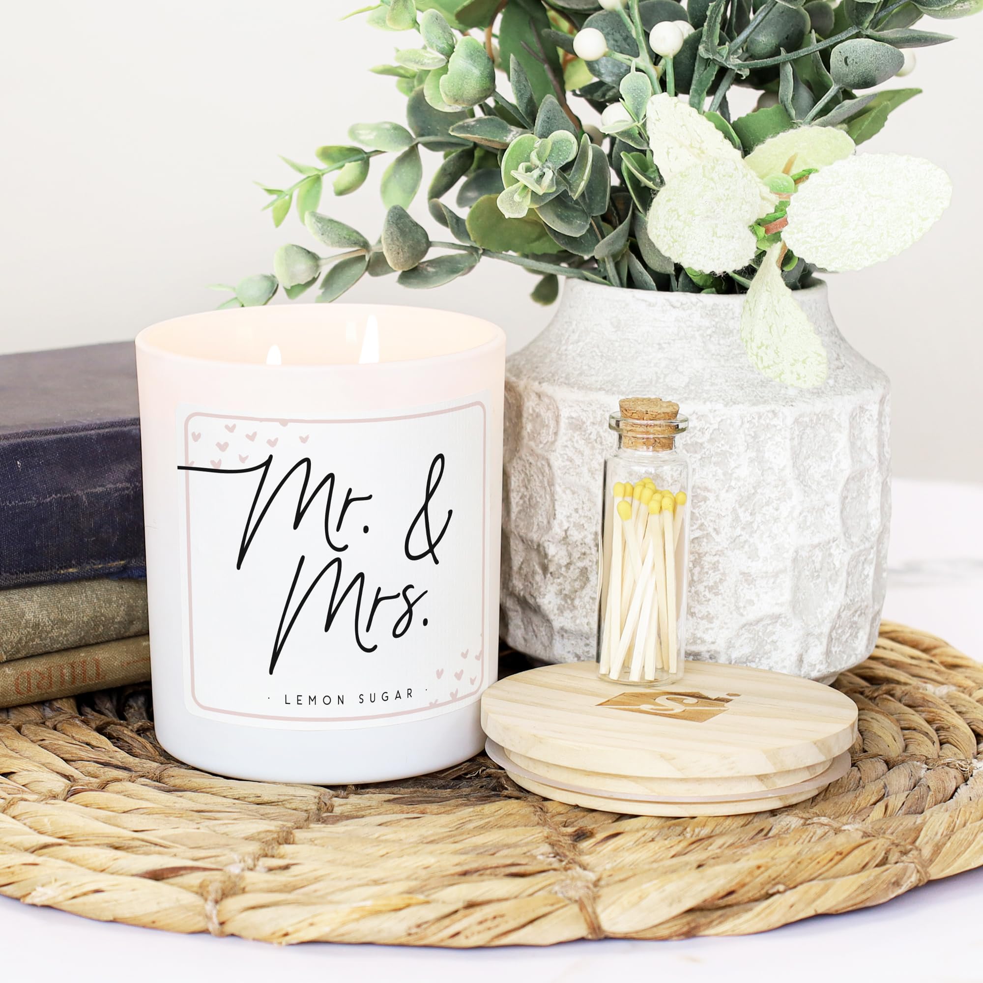 Simply Said, INC Lemon Scented Wedding Candle - Mr & Mrs Wedding Gifts for Couples, Just Married Candle - Lemon Scented Soy Candle - CDL1419