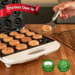 Mercucci Mini Donut Maker - Non Stick Donut Maker Machine from Home with Squeeze Bottle for Batter & Recipie Book, Double Sided Heating Mini Donut Maker Machine, 16 Mini Donuts For Home Baking