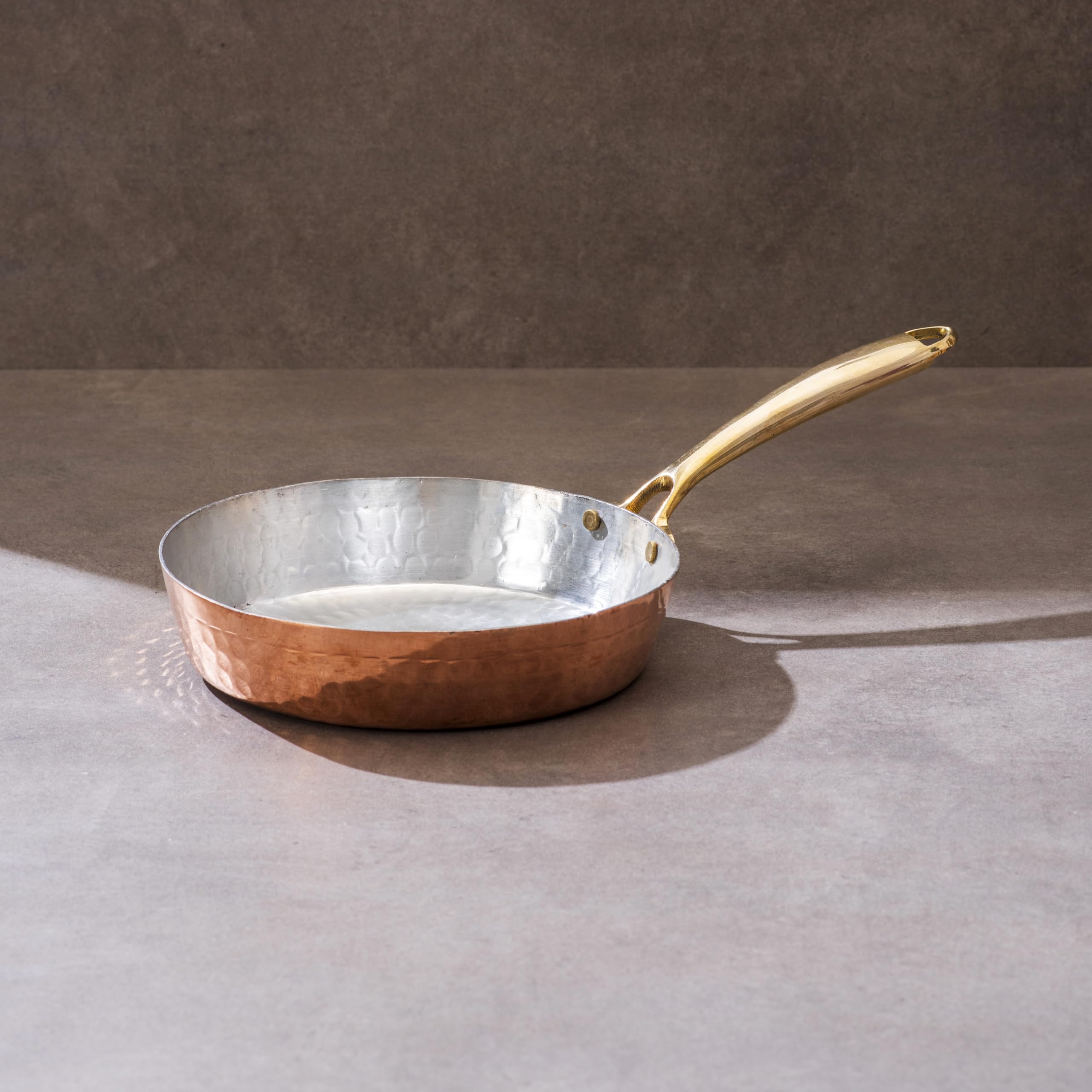 P-TAL Copper Frypan with Brass Handle | 100% Pure Copper for Ayurvedic Health Benefits. | Naturally Non Stick