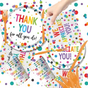 Thank You Party Plates and Napkin Decoration We Appreciate You Tableware Tablecloth Cups Banner Thank You for All You Do Employee Staff Appreciation Teacher Doctor Graduation Appreciation Party Decor