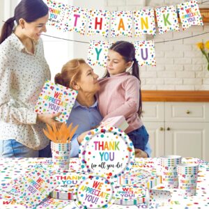 Thank You Party Plates and Napkin Decoration We Appreciate You Tableware Tablecloth Cups Banner Thank You for All You Do Employee Staff Appreciation Teacher Doctor Graduation Appreciation Party Decor