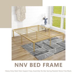 WJORATA 18 Inch Full Bed Frame Metal Platform No Box Spring Needed Noise-Free Easy Assembly Gold