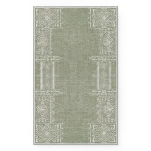 NICETOWN Sage Green Rug 2x3 Rugs Entryway Small Rug Washable Christmas Rug Thin Geometric Area Rug with Rubber Backing - 2x3 Boho Non-Slip Foyer Carpet for Kitchen Laundry Bathroom Bedroom, Sage Green