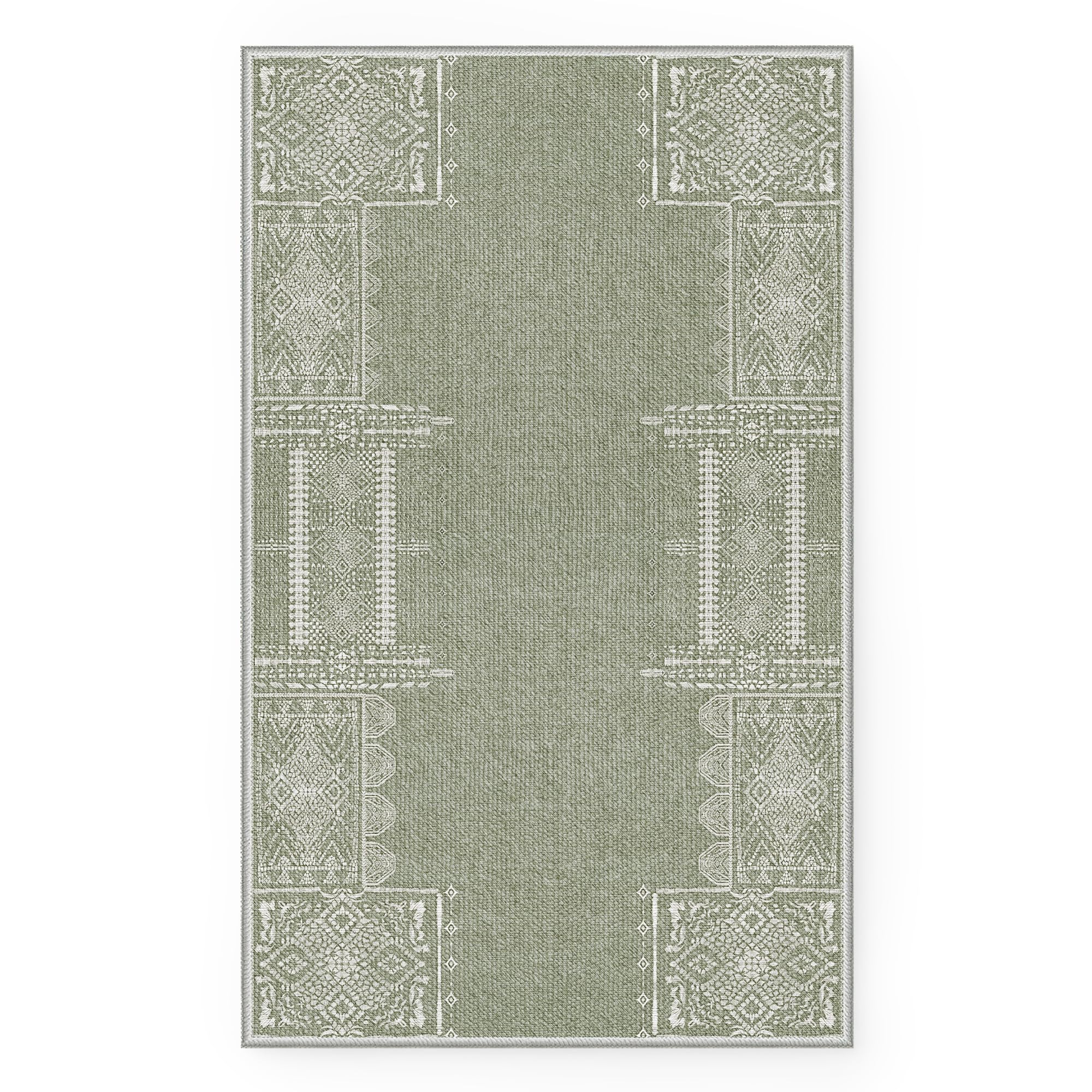 NICETOWN Sage Green Rug 2x3 Rugs Entryway Small Rug Washable Christmas Rug Thin Geometric Area Rug with Rubber Backing - 2x3 Boho Non-Slip Foyer Carpet for Kitchen Laundry Bathroom Bedroom, Sage Green