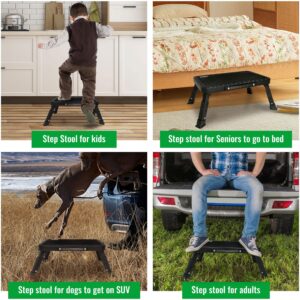 3 Levels Adjustable Folding Step Stool,Foldable RV Step Stool,Safer Metal Stepping Stool for Adults and Seniors,Sturdy and Stable,350 Ibs Capacity,for Bedroom,Kitchen,Office,SUV and More Use