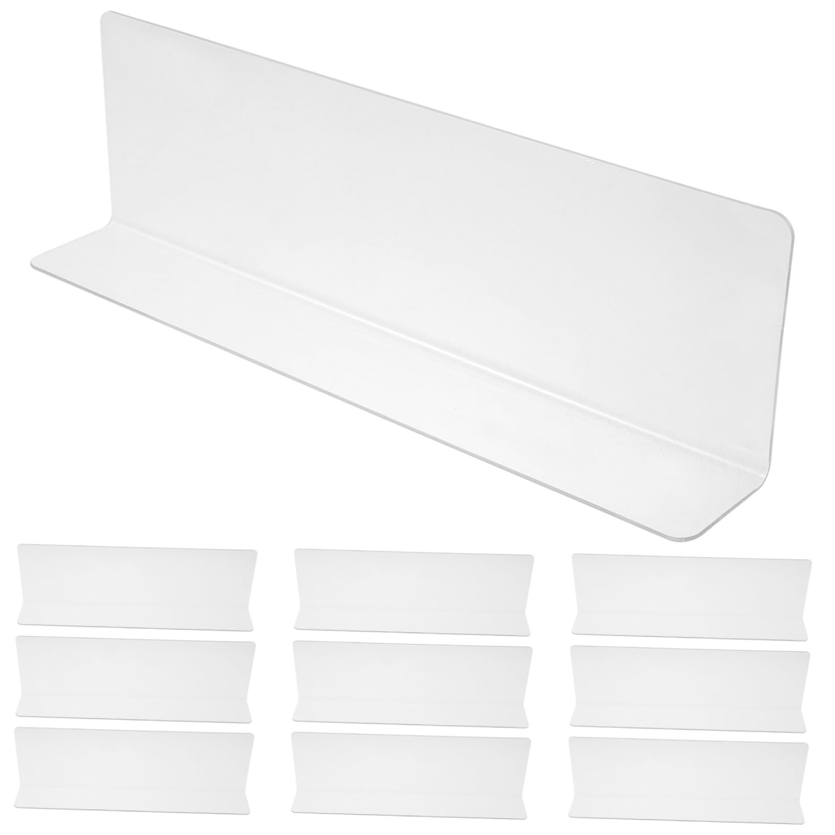 BUGUUYO 10pcs Dividing Partition L-Shaped Shelf Separator Closet Divider Closet Shelf Organizer Clear Bookshelf Separator Supermarket Shelf Dividers Plastic Shelves Towel PVC Vertical Tray