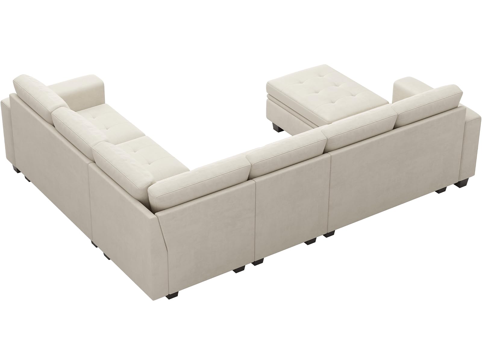 Belffin Velvet Modular Sectional Sofa with Storage Ottoman 6 Seater L Shaped Sectional Modular Sofa Couch with Reversible Chaise Convertible Corner Sectional Couch Beige