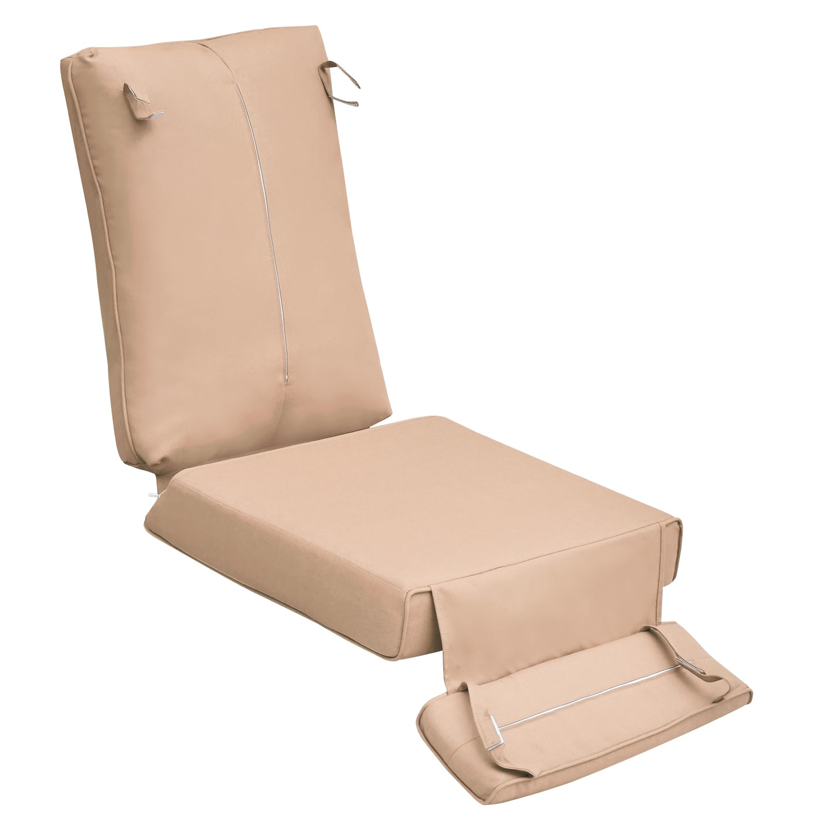 Skypatio Only Cover(Cushion not Included), Recliner Replacement Cushion Cover, Washable Cushion Deep Seat Cover, UV Resistant, Fade Resistant and Waterproof(Khaki)