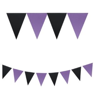 Meetppy 3 Pack Black Purple Decorations Purple Triangle Pennant Banner Flag Black Bunting Garland for Birthday Graduation Wedding Bachelor Bachelorette Party