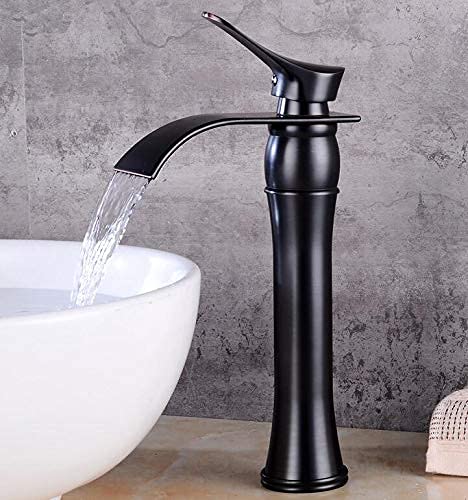 JDHEEH Kitchen Sink Taps, Faucets Basin Faucet Oil Bathroom Waterfall Faucet Single Handle Basin Mixer Bath Faucet Brass Sink Water Crane Tap/Black Oil