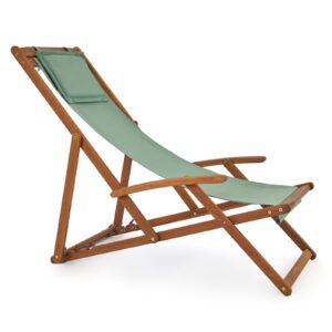 vingli patio sling chairs, outdoor adjustable beach chair with armrest & pillowcase, portable folding patio lounge chairs chair for porch, poolside, garden