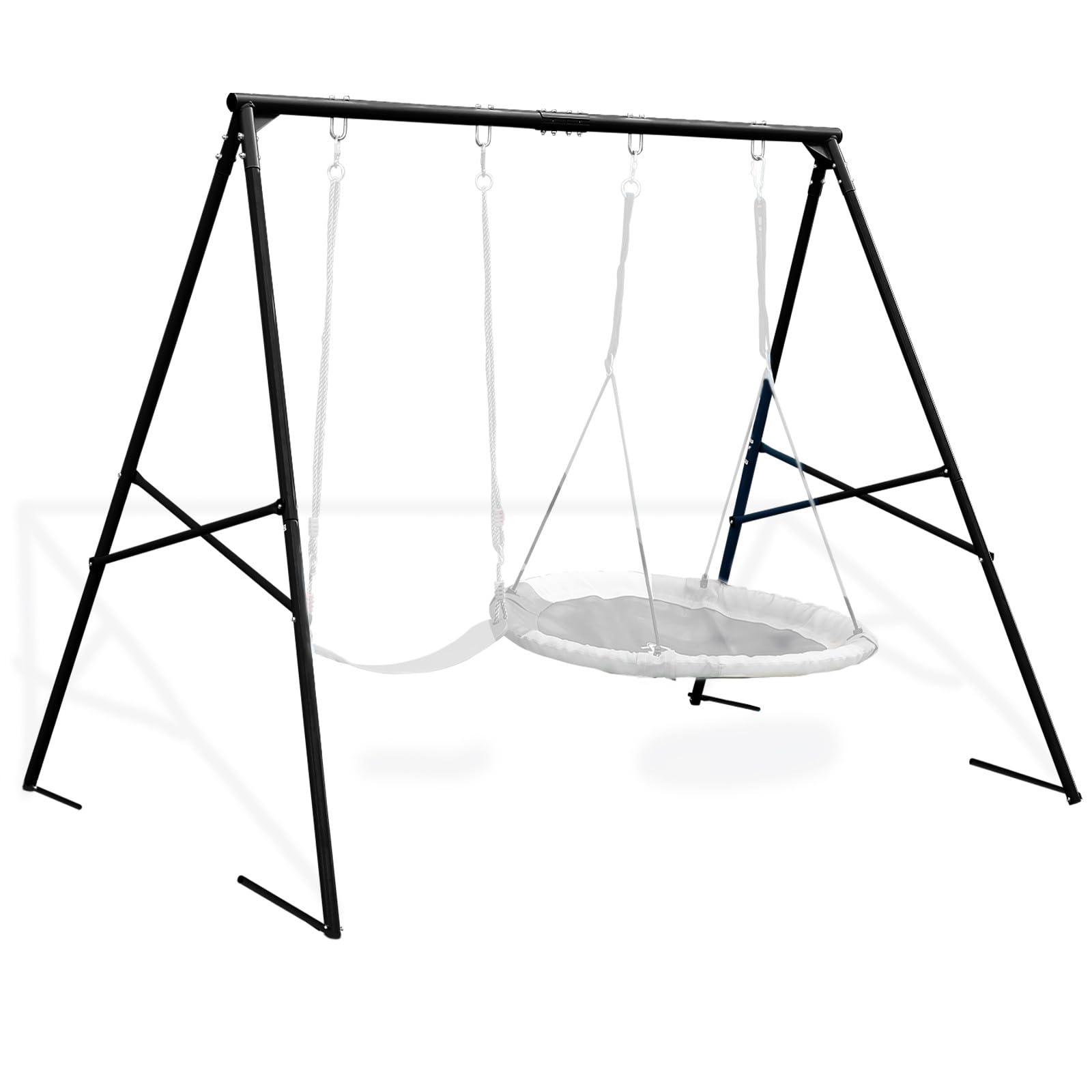 Swing Stand A Frame for 2 Swings,550lbs Metal Saucer Tree Swing Frame Heavy Duty,70” High and 97” Wide,All Weather Resistant Anti-Rust,for Kids Adult Outdoor Backyard(Without Swing) (Black)