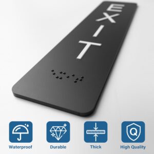 Exit Sign - ADA Compliant Exit Signs With Braille and Raised Letters for Business, Emergency Exit Sign for Office Restroom Indoor Outdoor,Easy Installation-Horizontal (2.8 * 5.8 In)