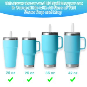 BOSORIO Spill Stopper Compatible with YETI Straw Cup 16oz 20oz 24oz 25oz 26oz 35oz, 2 Straw Cover Topper Cap and 2 Leak Proof Stopper Mug Tumbler Accessories Lid Part