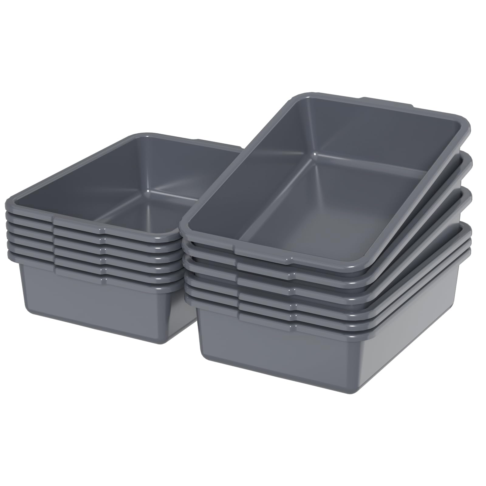 Neadas 13 L Plastic Bus Tubs, Commercial Bus Box, Grey, 12 Packs