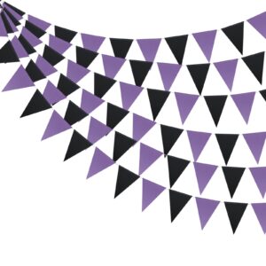 meetppy 3 pack black purple decorations purple triangle pennant banner flag black bunting garland for birthday graduation wedding bachelor bachelorette party