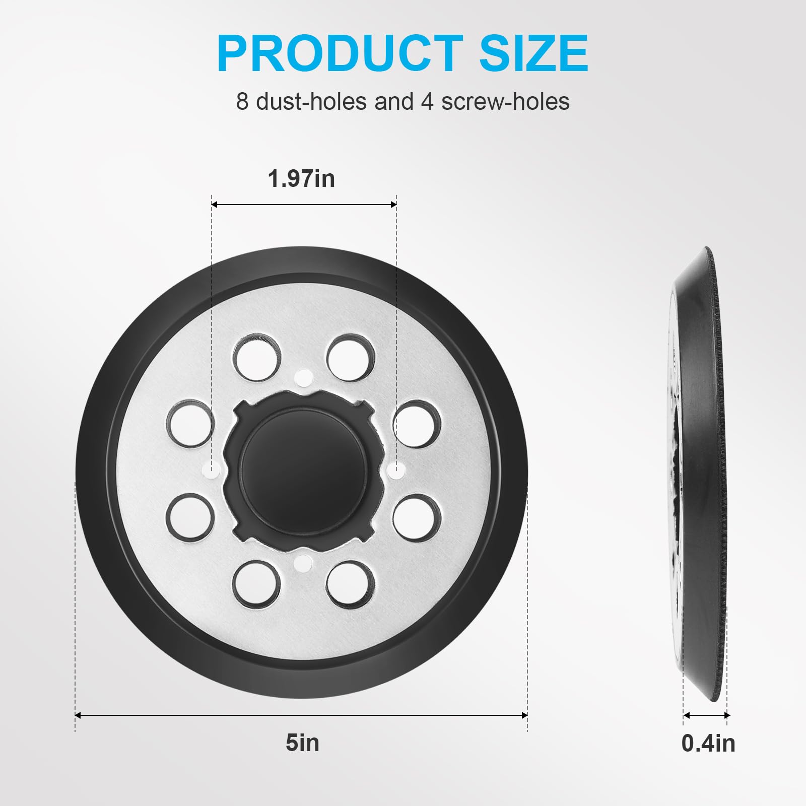 Fibvaxm 4 Pack Orbital-Sander Replacement Pad, for DeWalt DWE6421 6421K DWE6423 6423K DCW210B DWE64233 and N329079 Replacement Pad, 5 Inch 8 Hole Hook and Loop Metal for Sander Pads More Enduring