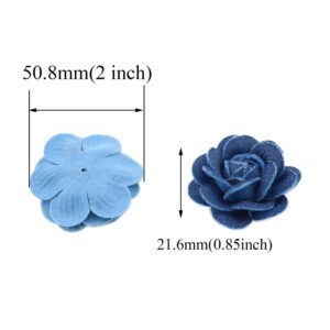 Meuey Lyot Denim Fabric Flowers Three Sizes Denim Craft Fabric Flowers Fabric Flowers Decoration DIY Crafts Supplies Scrapbooking 6PCS