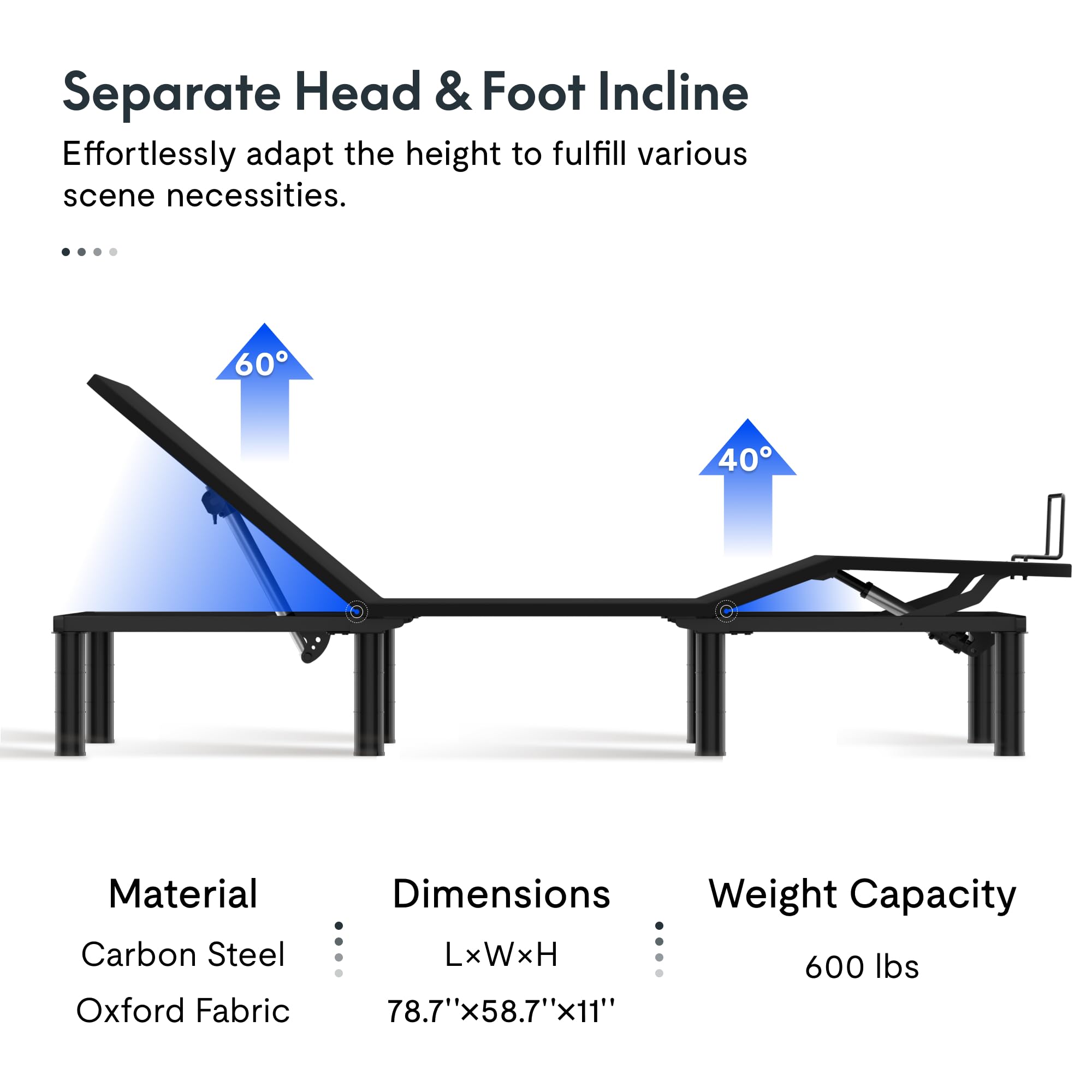 FLEXISPOT S2E Adjustable Bed Frame Base Queen,One-Person Transport and Assembly,Adjustable Bed Legs,Oxford Fabric Bedspread,Wired Remote,Whisper Quiet Durable Motor,Mattress Holder.