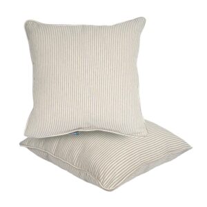 SUPMAISON Pack of 2 Decorative Indoor Outdoor Pillow 18" x 18" (Polyester, Veranda Stripe/Tan)