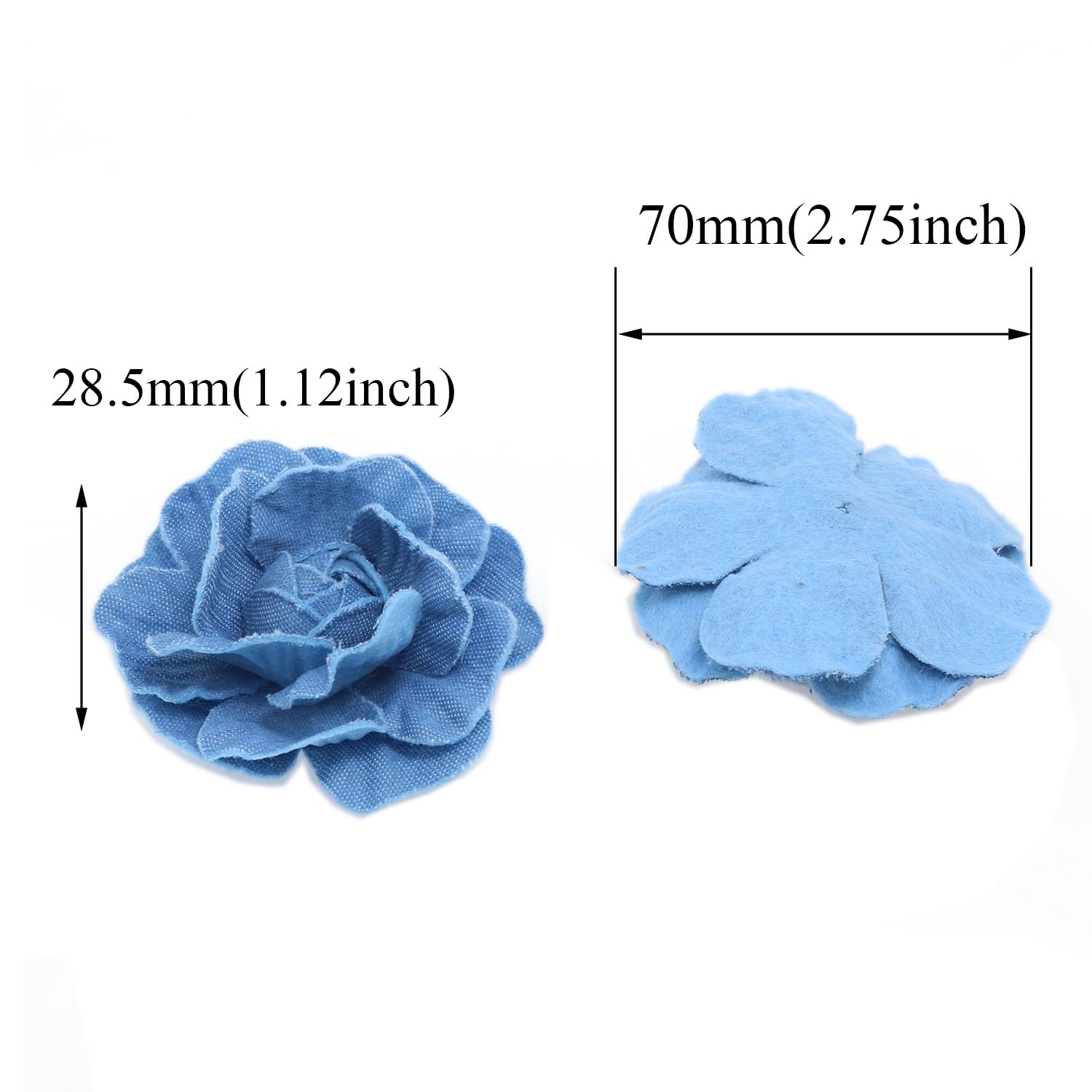 Meuey Lyot Denim Fabric Flowers Three Sizes Denim Craft Fabric Flowers Fabric Flowers Decoration DIY Crafts Supplies Scrapbooking 6PCS