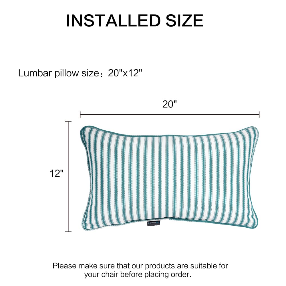 SUPMAISON Pack of 2 Decorative Indoor Outdoor Outdoor Pillow 20" x 12", (Polyester, Crestwood Stripe Turquoise)