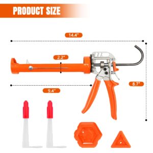 Holothurian Caulking Gun, Caulk Gun No Drip,Sealant Finishing Tool Grout Scraper for Kitchen Bathroom Window Sink Joint, 1/10 Gallon Cartridge, 20:1 Thrust Ratio